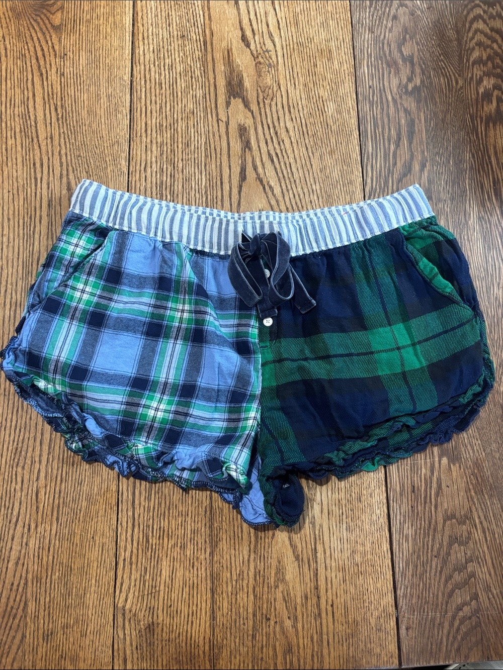 aerie Blue and Green Plaid Lounge Shorts